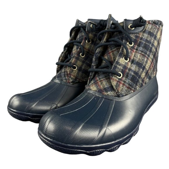 Sperry Syren Gulf Navy Plaid Wool Duck Boots Women's Sizes 6 - 6.5 M - Picture 6 of 9